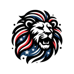 Lion head and American flag Vector illustration design 