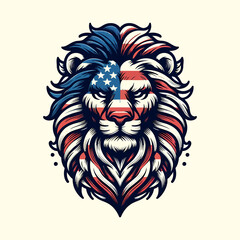 Lion head and American flag Vector illustration design 