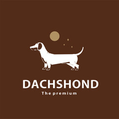 vintage retro hipster dachshond logo vector outline silhouette art icon	
