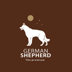 vintage retro hipster german shepherd logo vector outline silhouette art icon	
