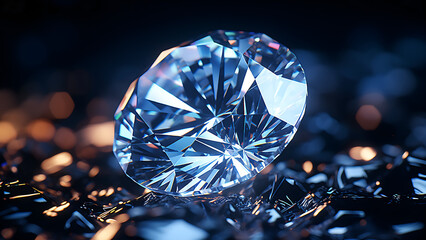 Diamond - Gems, Crystal, Nature, Microphotography, Close-up, Detailed, Magnified, High-Resolution, Professional, Focus