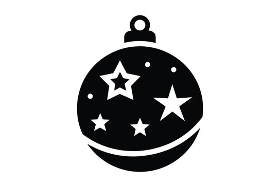 black christmas ornament with stars clip art preview