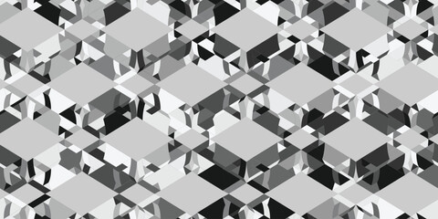 3D Dark Geometric Seamless Pattern. Flat Vector illustration. decorative element for card design, fabric print. 