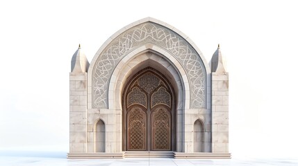 Elegant architectural facade of a historic building featuring intricate patterns and grand wooden doors. Perfect for cultural and architectural themes.