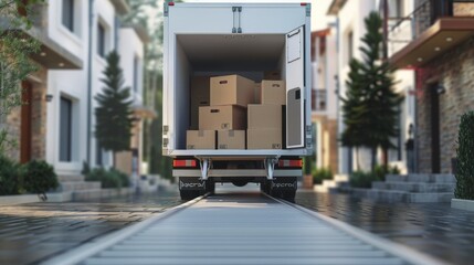 Efficient Loading of Boxes and Furniture into Moving Truck with Ramp for Relocation