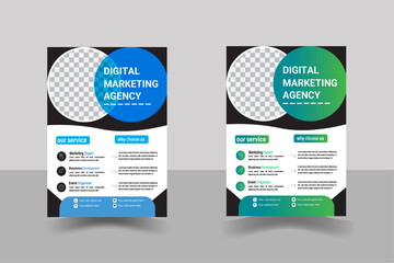 Corporate business flyer template design set, cover modern layout,  flyer in A4 with colorful business proposal, promotion, advertise, publication, a bundle of 2 templates of different colors a4 flyer