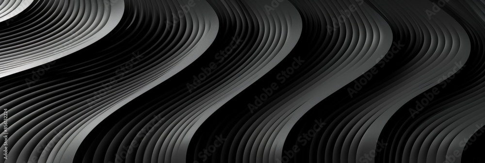 Wall mural Abstract Black and White Wavy Lines - Wall murals