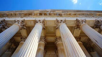 Fototapeta premium Classical pillars row in a building facade