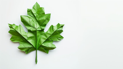 Origami paper green oak leaf