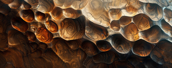 A textured surface with bumps and grooves, creating a sense of depth and dimension.