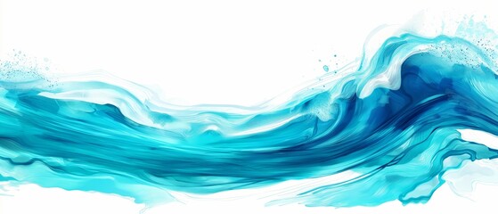Fototapeta premium A blue wave with white foam on top. Abstract water ocean wave, aqua and teal texture. Water wave web banner Graphic Resource as background. Backdrop for copy space text
