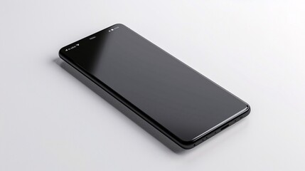 A black smartphone with a blank screen isolated on a white background, serving as a mockup to showcase mobile website designs or application screenshots (clipping path included).