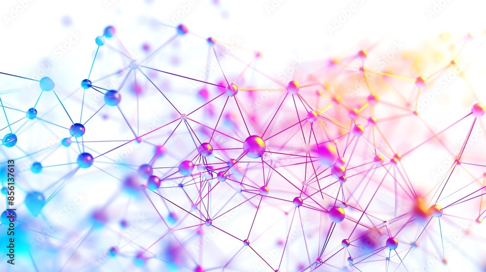 Aufkleber colorful abstract digital network illustration featuring interconnected nodes and lines, symbolizing