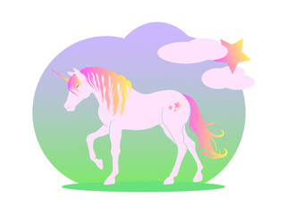 Unicorn fairy horse gradient color vector element full length horse