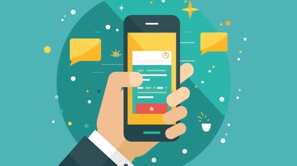 Modern Business Communication Concept - Hand Holding Smartphone with New Lead Notification App Open