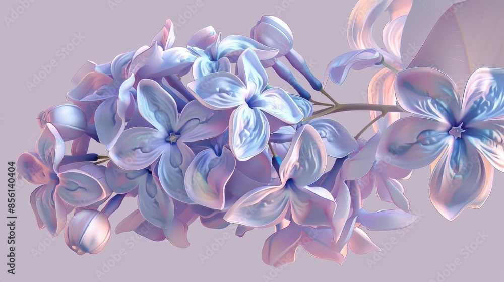 Wall mural illustration of an elegant lilac bloom in a 2d format - Wall murals