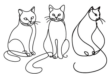 three cats in one line