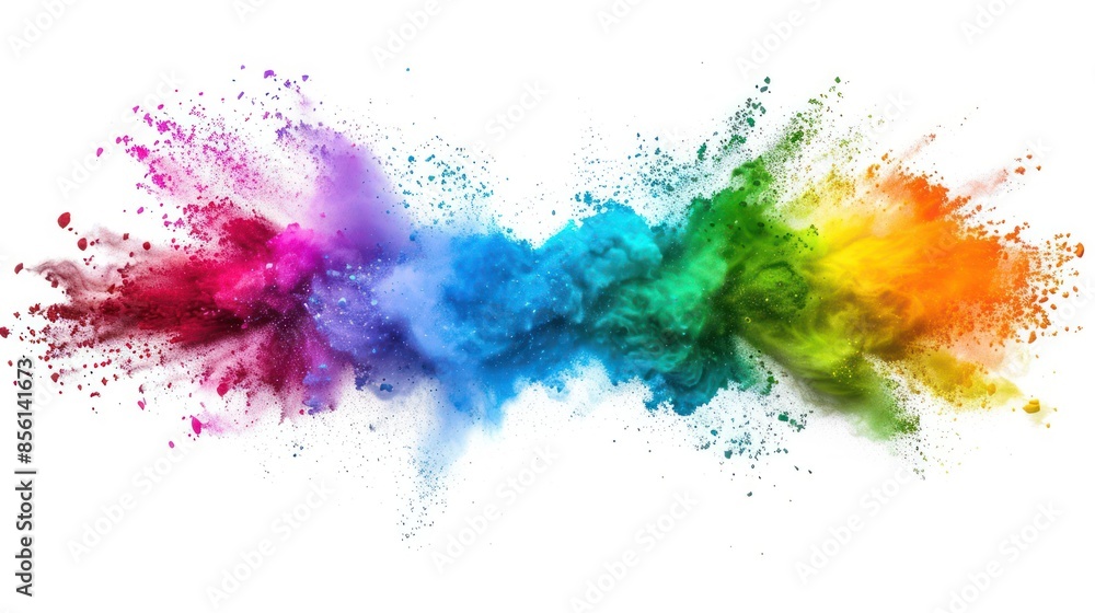 Wall mural Colorful Powder Explosion Against White Background