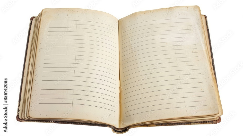 Aufkleber isolated white background showing lined paper in open notebook