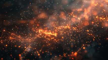 Fototapeta premium A blurry image of a glowing orange line with many small dots