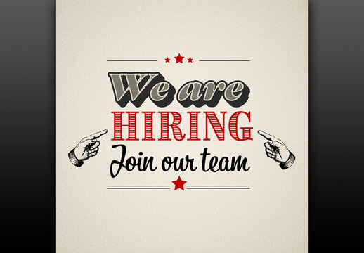 Comapny hiring new people in retro grunge style - join our team poster