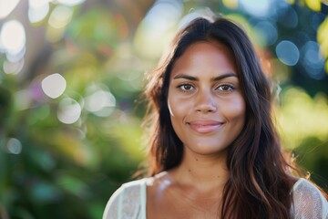 Beautiful Aboriginal Woman Smiling Outdoors