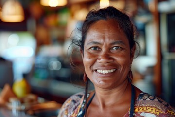 Aboriginal Woman Smiling In Urban Setting