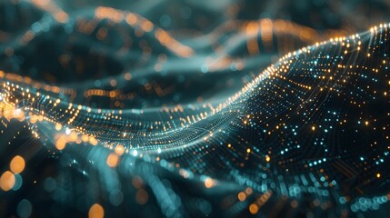 Abstract technology background showcasing network connections and big data visualization, rendered in 4K.