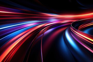 Abstract background with vibrant red, blue, and purple streaks of light, creating a sense of speed and motion.