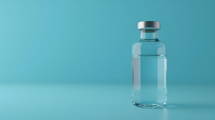 Vaccine Vial on Blue Background Symbolizing Health and Science