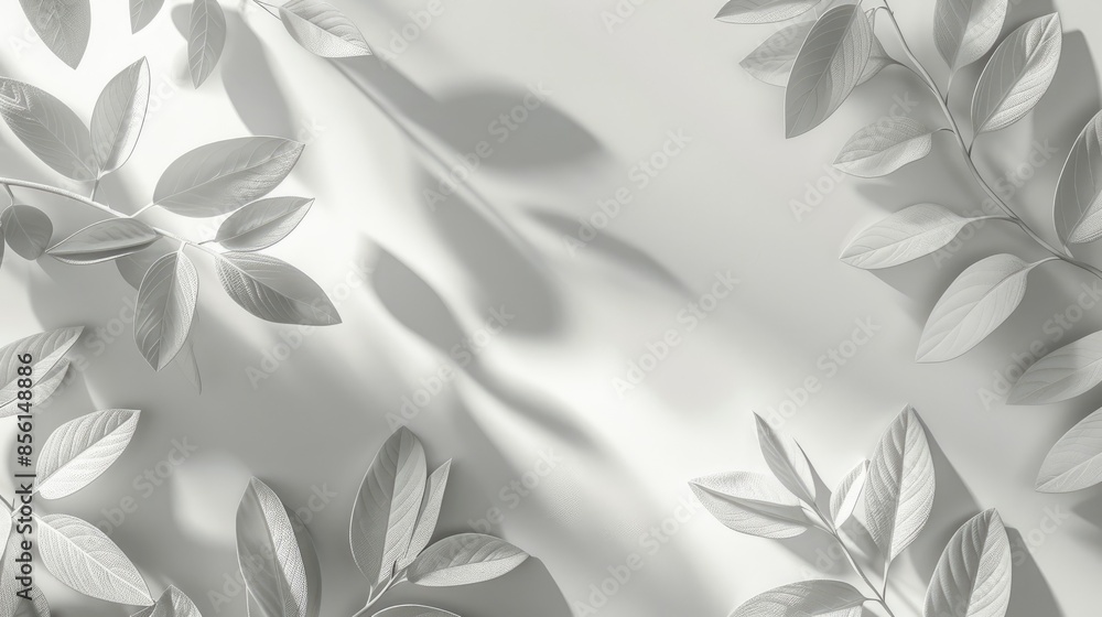 Poster natural shadow overlay on white background for product presentation and mockup with nature inspired 