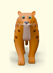3D cheetah, front view. Predator from cat family. Fastest animal