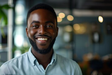 Obraz premium Young African American Man Smiling Brightly