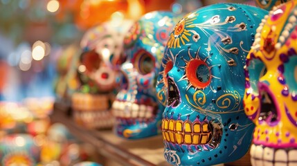 Fototapeta premium Colorful decorative skulls for Day of the Dead