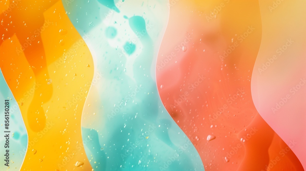 Poster abstract background with colorful wavy patterns and water droplets