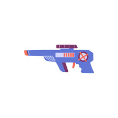 Laser tag gun, vector equipment for virtual shooting and aiming, laser pistol ray gun, cartoon game weapon blaster toy