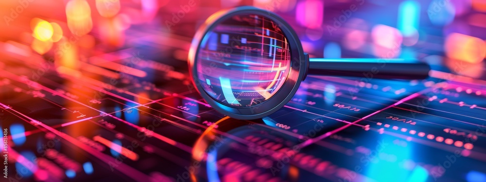 Poster an illustration a magnifying glass over a chart, symbolizing the importance of analyzing data for in