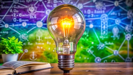 Glowing lamp as a symbol of scientific thought against the background.AI GENERATED