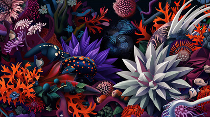 Exotic flowers and plants