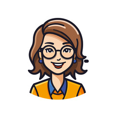 Fototapeta premium avatar of a cute character of a young female teacher, profession, job, education, clipart, lawyer, manager