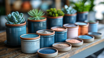 Succulent Pots and Pigments in Blue Hues