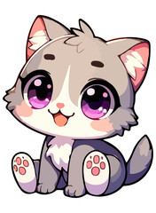 Cute anime cat, vector illustration