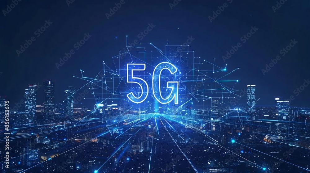 Poster a visual representation of 5g wireless networks, high-speed internet, cloud computing, connectivity 