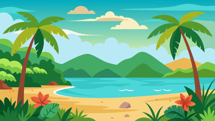 Tropical landscape background for zoom vector illustration 