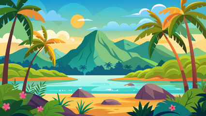 Tropical landscape background for zoom vector illustration 