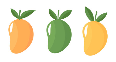 Mango with green leaves icon sign isolated on white background vector.