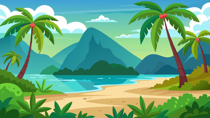 Tropical landscape background for zoom vector illustration 