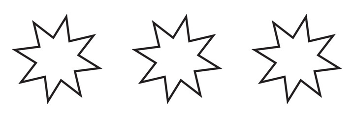 Bahai icon set. nine pointed Baha vector icon. Persian star symbol for UI designs.