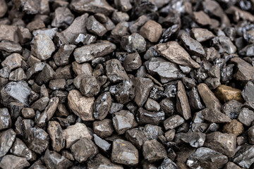 Coal heap closeup, mining concept, extraction.  industry and coal mining