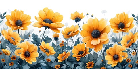 chrysanthemum flower with yellow floral pattern hand drawn flower decoration decoration modern.stock illustration